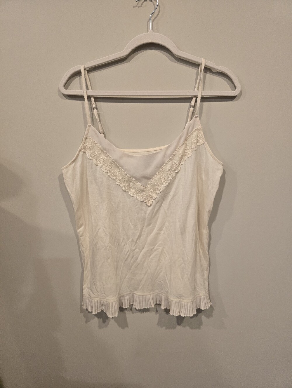 American Eagle Outfitters Cream Lace-Trim Cami